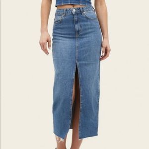 Stradivarius long denim comfortable skirt - medium light blue denim - new w tags